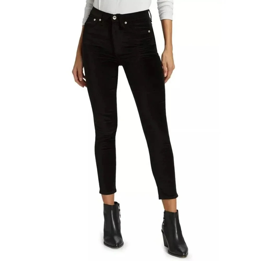 Rag & Bone Womens Jeans Size 27 Black Velvet  Skinny